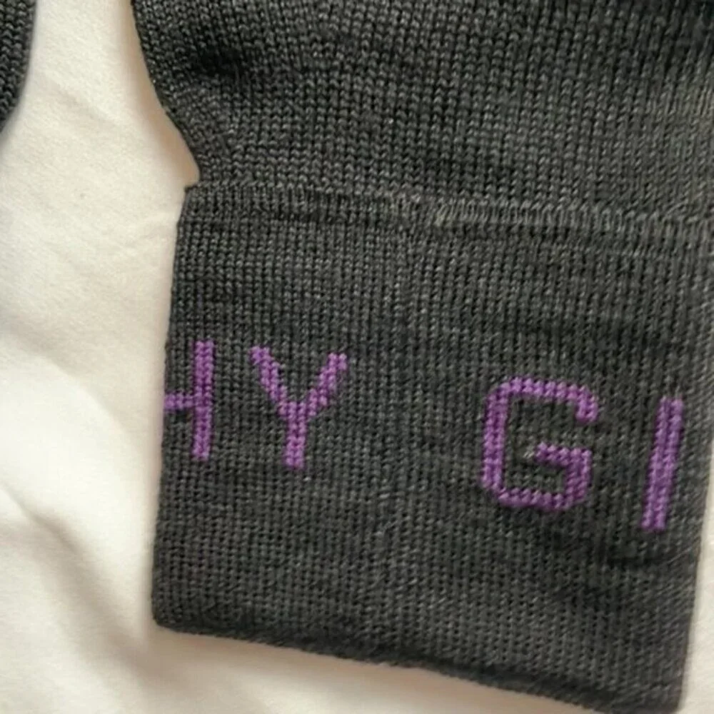 Givenchy Logo Cuff Wool Gloves black and purple
